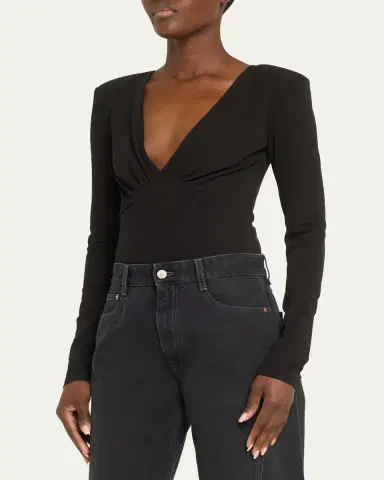 Livy Archer Deep V-Neck Empire Bodysuit | Thumbnail 4