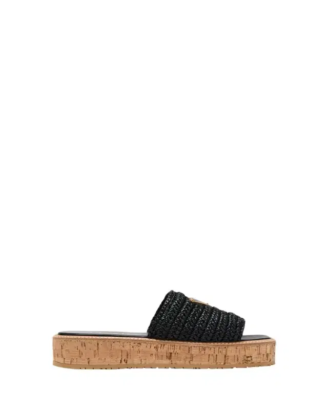 Raffia Cork Flatform Slide Sandals