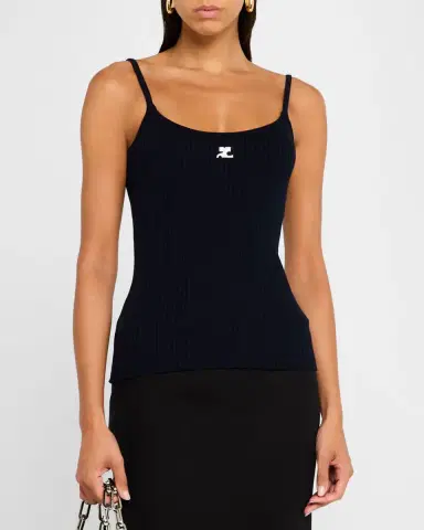Courrèges Logo Ribbed Knit Tank Top | Thumbnail 34