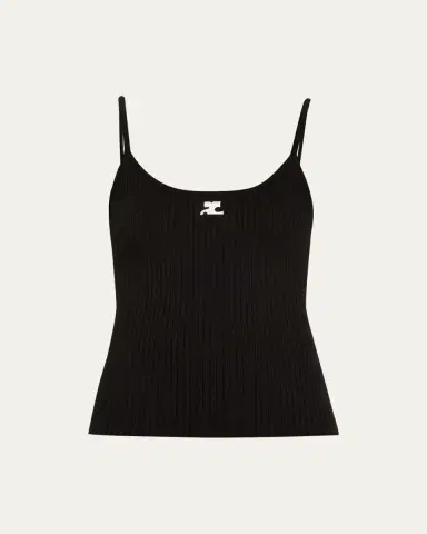 Courrèges Logo Ribbed Knit Tank Top | Thumbnail 5