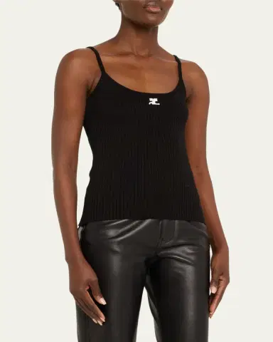 Courrèges Logo Ribbed Knit Tank Top | Thumbnail 8