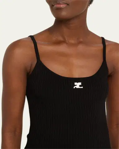 Courrèges Logo Ribbed Knit Tank Top | Thumbnail 9