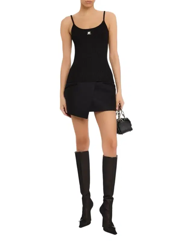 Logo Ribbed Knit Tank Top