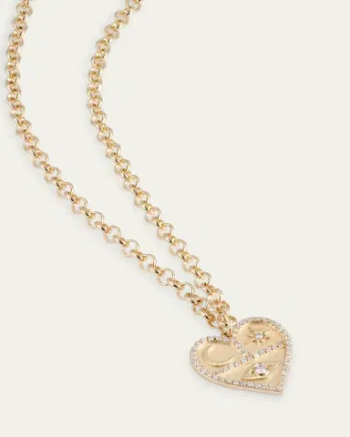 Sydney Evan Heart Icon Charm Chain Necklace with Diamonds | Thumbnail 3 Sydney Evan Heart Icon Charm Chain Necklace with Diamonds | Thumbnail 3
