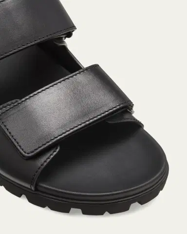 Prada Men's Fussbett Leather Dual-Grip Slide Sandals | Thumbnail 3 Prada Men's Fussbett Leather Dual-Grip Slide Sandals | Thumbnail 3
