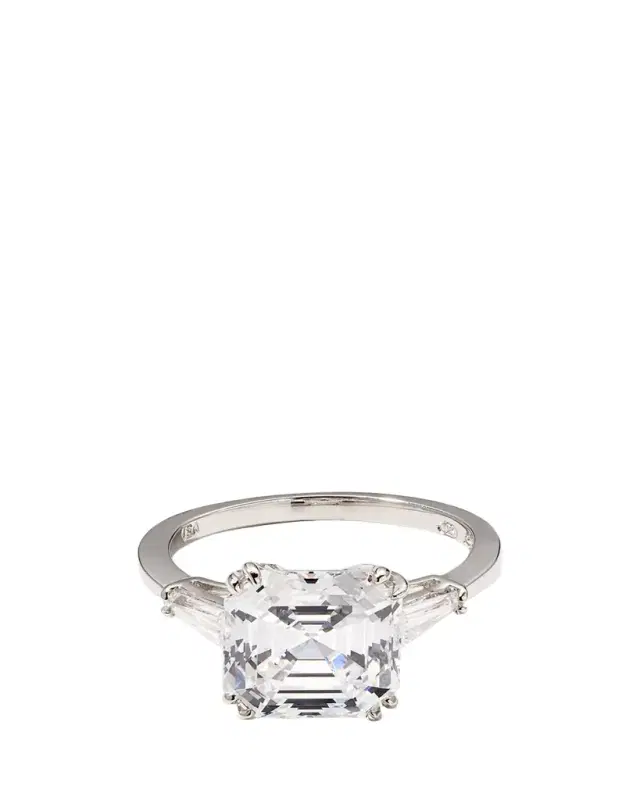 Fantasia by DeSerio 4.5 TCW 14k White Gold Asscher Cubic Zirconia Ring
