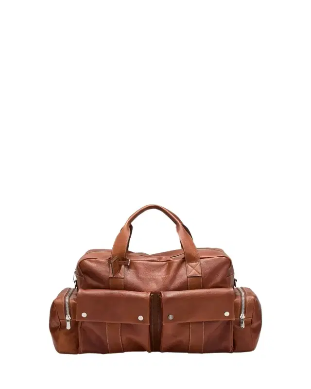 Men's Grained Calfskin Leisure Duffel Bag