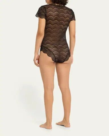 Simone Pérèle Karma Short-Sleeve Scalloped Lace Bodysuit | Thumbnail 3