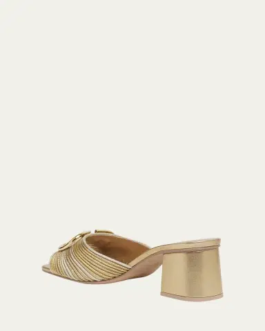 Valentino Garavani VLogo Metallic Block-Heel Slide Sandals | Thumbnail 4 Valentino Garavani VLogo Metallic Block-Heel Slide Sandals | Thumbnail 4