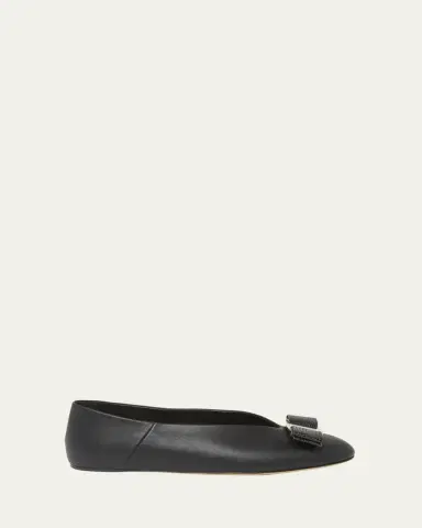 Ferragamo Vanna Calfskin Bow Ballerina Flats | Thumbnail 2