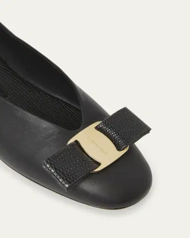 Ferragamo Vanna Calfskin Bow Ballerina Flats | Thumbnail 4