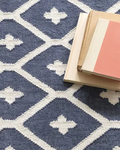 Annie Selke Elizabeth Navy Handwoven Indoor/Outdoor Rug, 6'x 9' | Thumbnail 5 Annie Selke Elizabeth Navy Handwoven Indoor/Outdoor Rug, 6'x 9' | Thumbnail 5