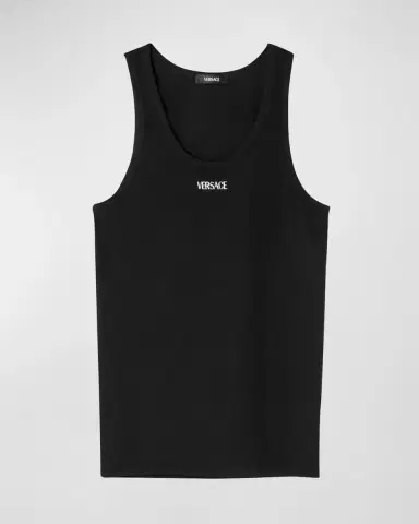 Versace Men's Embroidered Logo Tank Top | Thumbnail 7