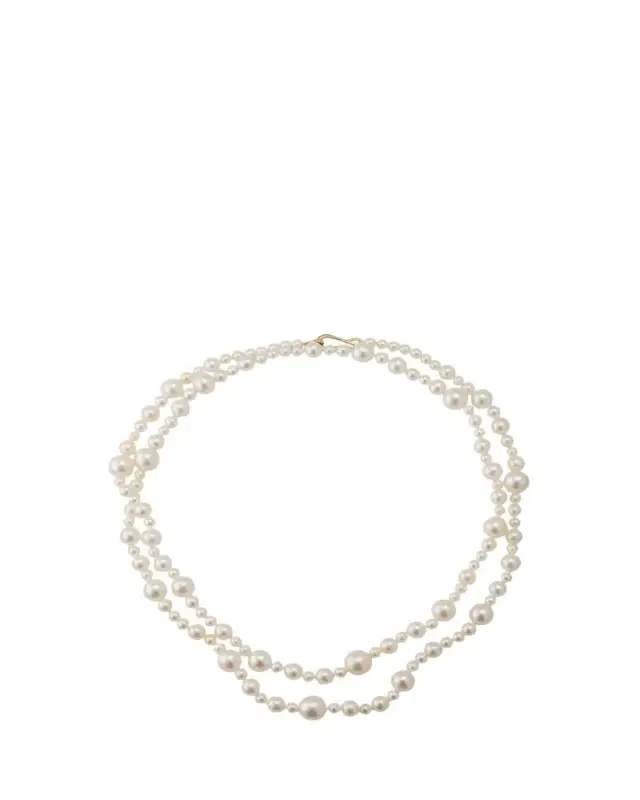 Mizuki 14K Yellow Gold Multi-Size White Freshwater Pearl Strand Necklace