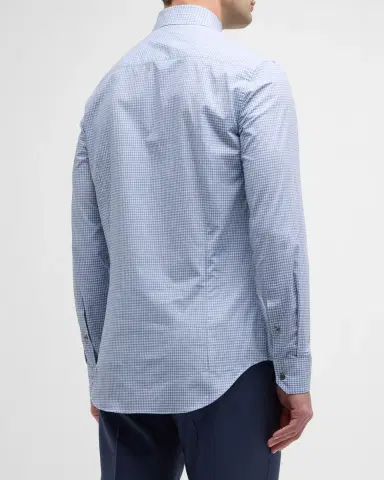 Giorgio Armani Men's Micro-Box Cotton Sport Shirt | Thumbnail 2 Giorgio Armani Men's Micro-Box Cotton Sport Shirt | Thumbnail 2