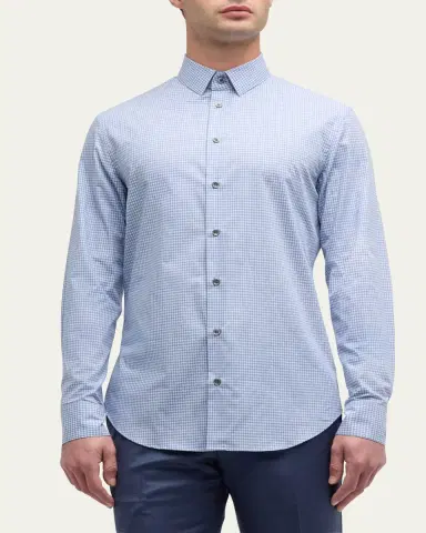 Giorgio Armani Men's Micro-Box Cotton Sport Shirt | Thumbnail 10 Giorgio Armani Men's Micro-Box Cotton Sport Shirt | Thumbnail 10
