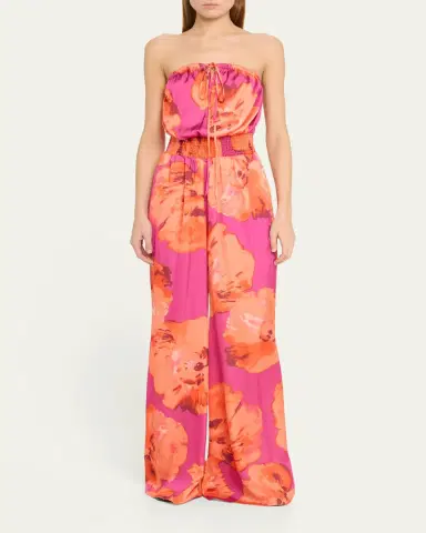 Ramy Brook Mindy Watercolor Bloom Strapless Wide-Leg Jumpsuit | Thumbnail 2 Ramy Brook Mindy Watercolor Bloom Strapless Wide-Leg Jumpsuit | Thumbnail 2