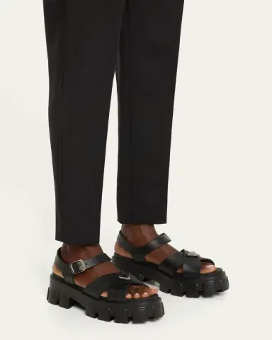 Prada Monolith Crisscross Ankle-Strap Chunky Sandals | Thumbnail 2