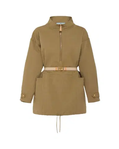 Prada Drawstring Belted Panama Cotton Mini Dress | Thumbnail 1 Prada Drawstring Belted Panama Cotton Mini Dress | Thumbnail 1