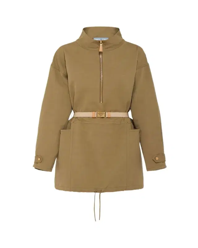 Drawstring Belted Panama Cotton Mini Dress