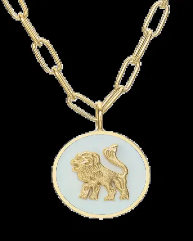 Tracee Nichols 14K Gold Mini Lion White Enamel Token Necklace | Thumbnail 2