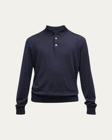 Zegna Men's Cashmere-Silk Polo Sweater | Thumbnail 6 Zegna Men's Cashmere-Silk Polo Sweater | Thumbnail 6
