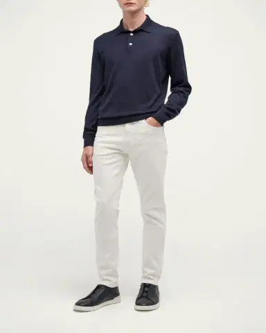 Zegna Men's Cashmere-Silk Polo Sweater | Thumbnail 9 Zegna Men's Cashmere-Silk Polo Sweater | Thumbnail 9