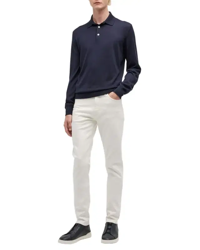 Men's Cashmere-Silk Polo Sweater