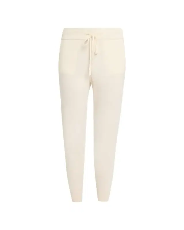 Cashmere Drawstring Sweatpants with Ribbed Ankle Cuffs