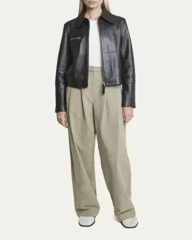Proenza Schouler White Label Annabel Zip-Front Leather Jacket | Thumbnail 2 Proenza Schouler White Label Annabel Zip-Front Leather Jacket | Thumbnail 2