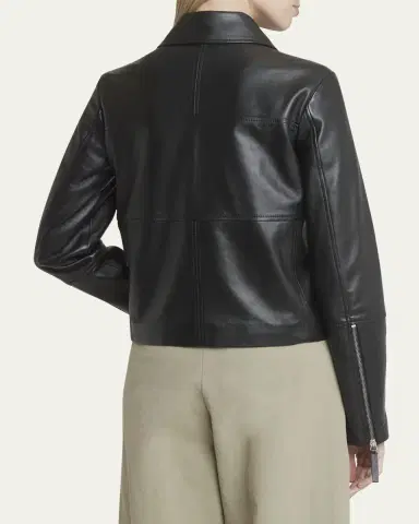 Proenza Schouler White Label Annabel Zip-Front Leather Jacket | Thumbnail 3 Proenza Schouler White Label Annabel Zip-Front Leather Jacket | Thumbnail 3