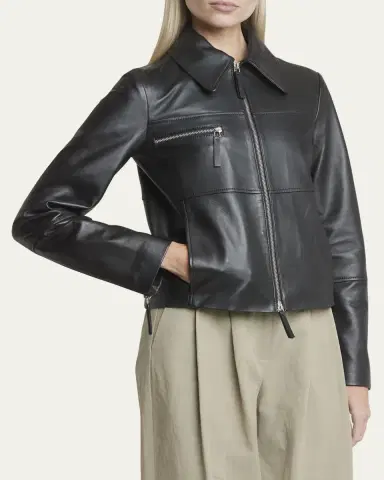 Proenza Schouler White Label Annabel Zip-Front Leather Jacket | Thumbnail 4 Proenza Schouler White Label Annabel Zip-Front Leather Jacket | Thumbnail 4