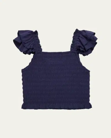 KatieJ NYC Girl's Joanna Smocked Ruffle Top, Size S- | Thumbnail 2