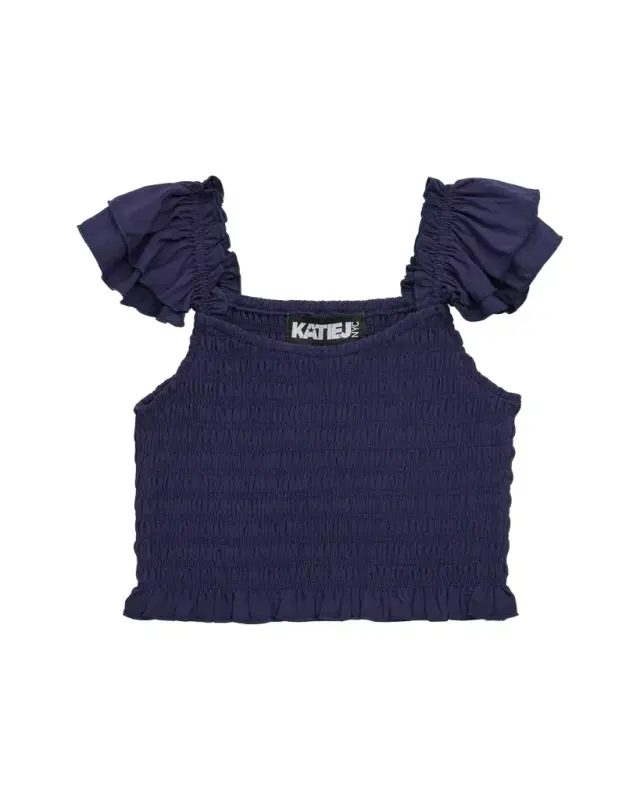 Girl's Joanna Smocked Ruffle Top, Size S-