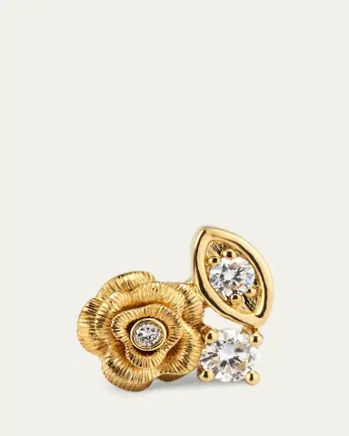 Sydney Evan 14K Gold and Diamond Large Marquise Eye Rose Stud Earring, Left | Thumbnail 3 Sydney Evan 14K Gold and Diamond Large Marquise Eye Rose Stud Earring, Left | Thumbnail 3