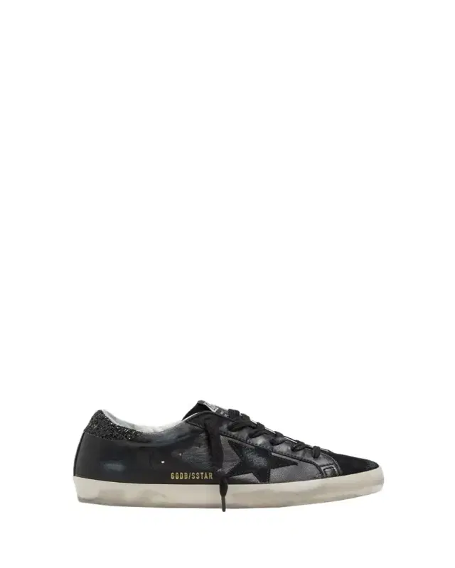 Golden Goose Super-Star Leather Glitter Low-Top Sneakers