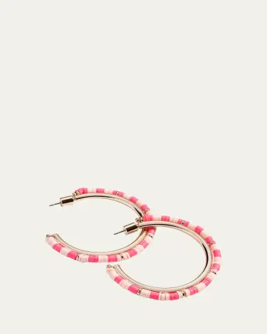 Elsie Frieda Mini Anguilla Hoop Earrings with Heishi Beads | Thumbnail 2