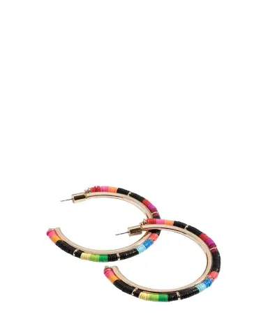 Elsie Frieda Mini Anguilla Hoop Earrings with Heishi Beads | Thumbnail 1
