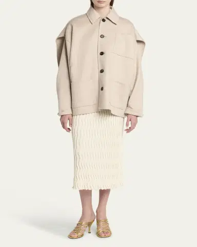 Bottega Veneta Oversized Light Double Wool Cashmere Jacket | Thumbnail 6
