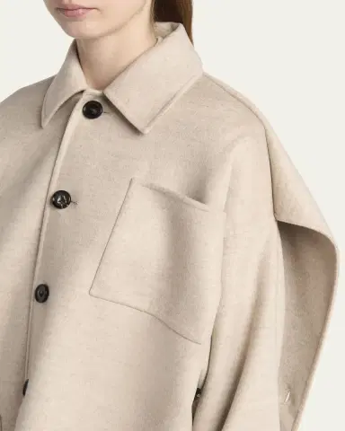 Bottega Veneta Oversized Light Double Wool Cashmere Jacket | Thumbnail 9