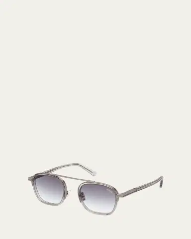 Zegna Men's Orizzonte I Geometric Acetate and Metal Sunglasses | Thumbnail 2 Zegna Men's Orizzonte I Geometric Acetate and Metal Sunglasses | Thumbnail 2