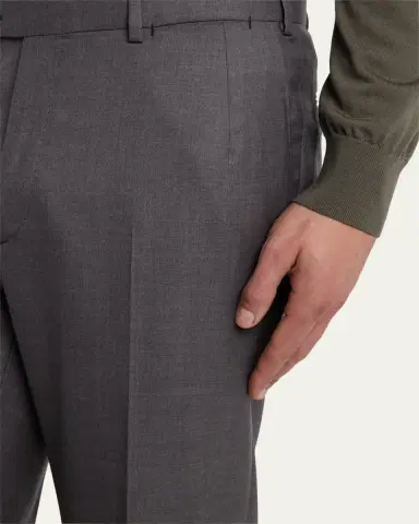 Brioni Men's Solid Twill Dress Trousers | Thumbnail 5