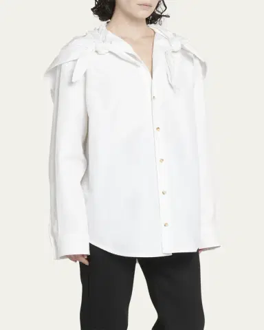 Bottega Veneta Knotted Compact Cotton Canvas Button Down Shirt | Thumbnail 4