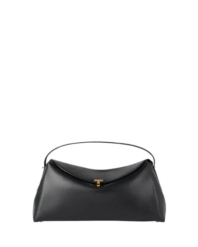T Lock Flap Leather Shoulder Bag