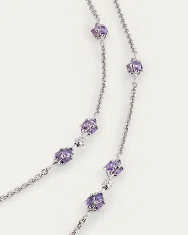 Paul Morelli 18k White Gold Purple Sapphire and Diamond Dahlia Necklace | Thumbnail 4 Paul Morelli 18k White Gold Purple Sapphire and Diamond Dahlia Necklace | Thumbnail 4