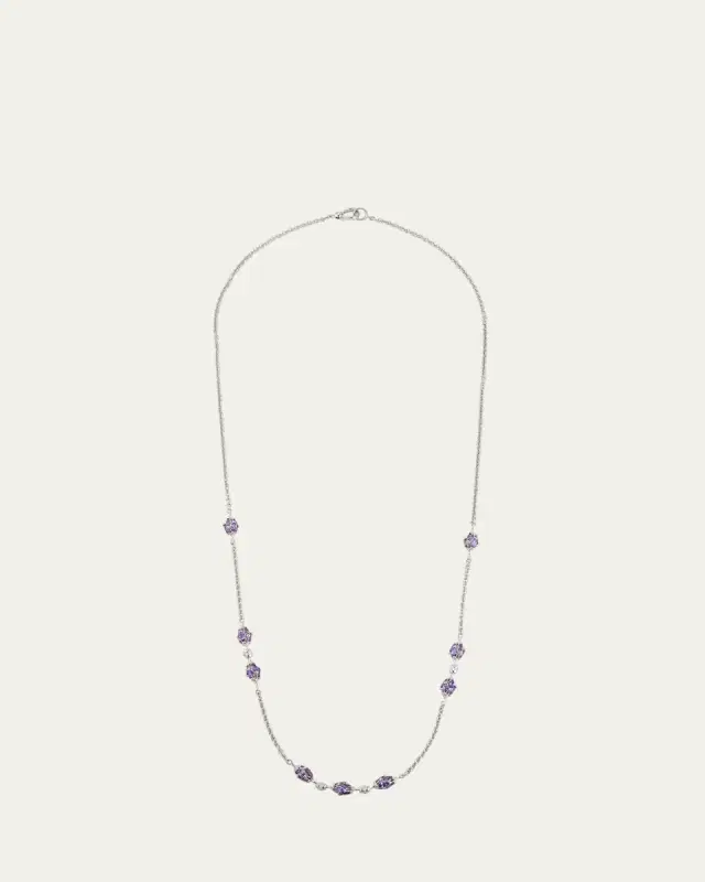 18k White Gold Purple Sapphire and Diamond Dahlia Necklace