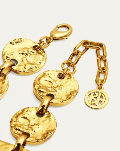 ben-amun 24k Gold Electroplated Textured Statement Round And Rectangular Necklace | Thumbnail 4