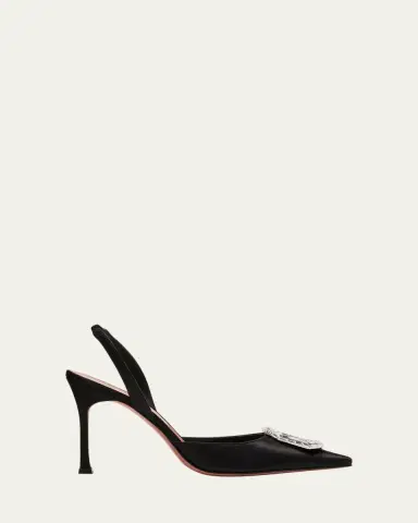 Amina Muaddi Camelia Silk Crystal Halter Pumps | Thumbnail 6
