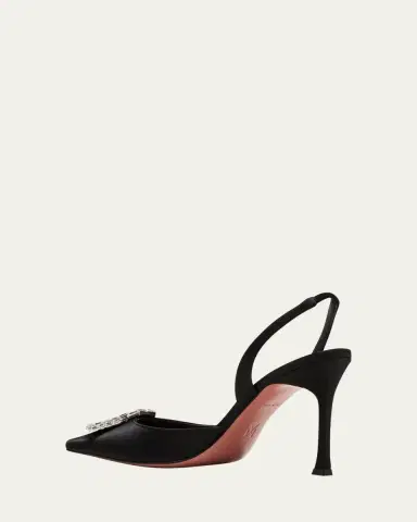 Amina Muaddi Camelia Silk Crystal Halter Pumps | Thumbnail 9