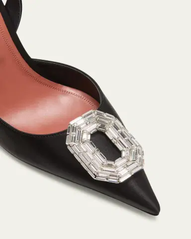Amina Muaddi Camelia Silk Crystal Halter Pumps | Thumbnail 10